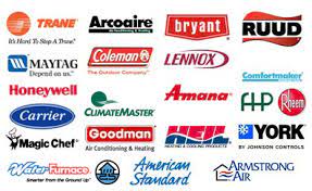 different HVAC brands like trane, bryant, ruud, lennox