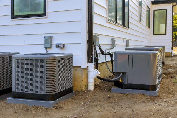 Air conditioning system outside installation on of the house.